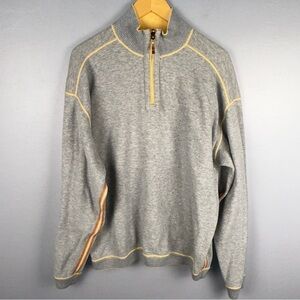 Tommy Bahama Flipshore Reversible Quarter Zip Pullover Size L Gray Yellow *READ